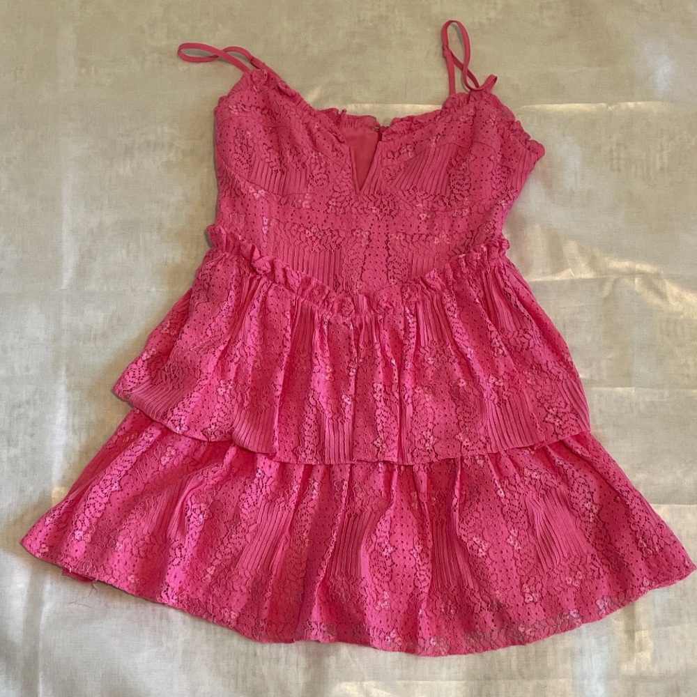 Hot Pink Lace Mini  Buddy Love Dress XS Womens